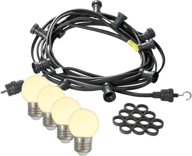 Satisfire Illu-Partylichterkette für Außen mit 50 warmweißen E27 LED Kugellampen, 30 m Länge - Bild 1