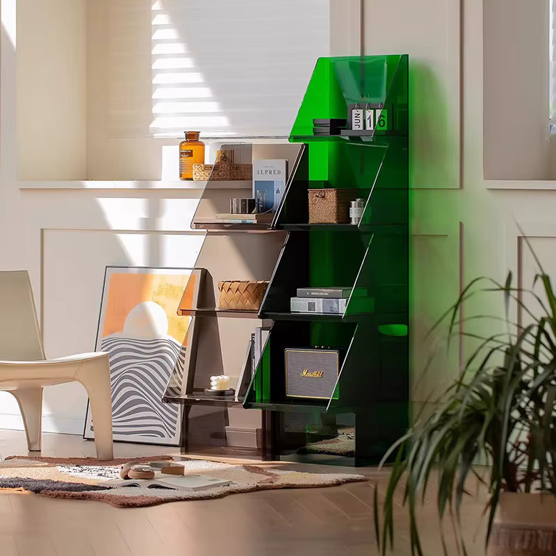 DUTRIEUX Bücherregal im Nordic-Design für Wohnzimmer und Home-Office, stehendes Regal mit Glas, Braun oder Grün, B/T/H: 117,5 x 40,0 x 39,0 cm - Bild 3