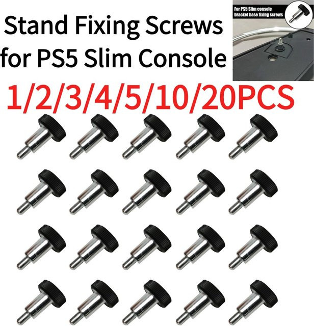 Sony Ersatz-Standfuß-Befestigungsschrauben für PS5 Slim Konsole in Schwarz mit Kunststoffkappe zur sicheren vertikalen Halterung - Bild 1
