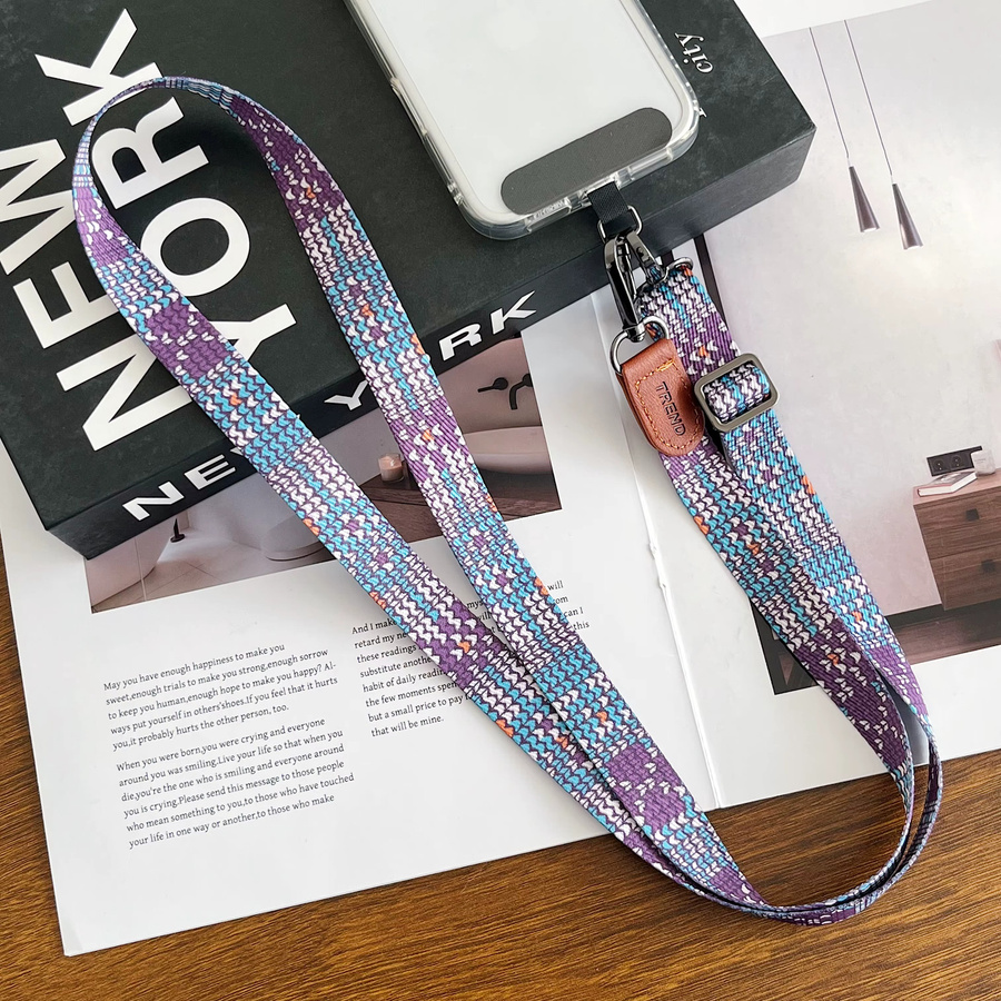 Universeller Handy-Clip mit Retro-Muster als Crossbody-Trageriemen und verstellbarem Halsriemen für dein iPhone in Multicolour - Bild 1