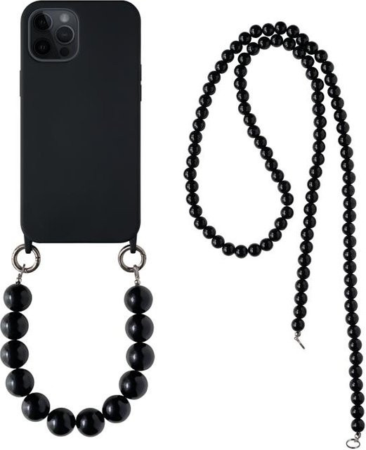 INS Crossbody Lanyard Halskettenhülle für Samsung Galaxy S26 S25 S24 S23 S22 Ultra S21 Plus FE A56 A55 A54 mit runden Perlen in Schwarz - Bild 1