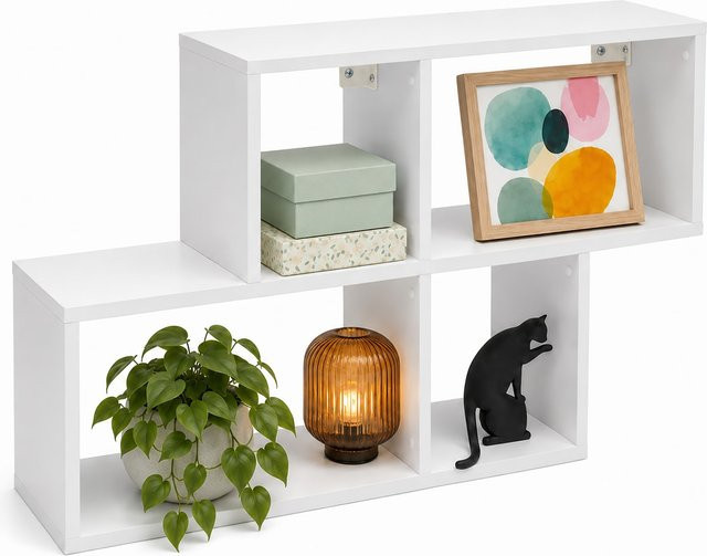 VCM Wandregal Lusas in Weiß mit 5 Fächern, modernes Hängeregal für Wohnzimmer, Büro und Flur, B: 100 cm, H: 53 cm, T: 20 cm - Bild 1