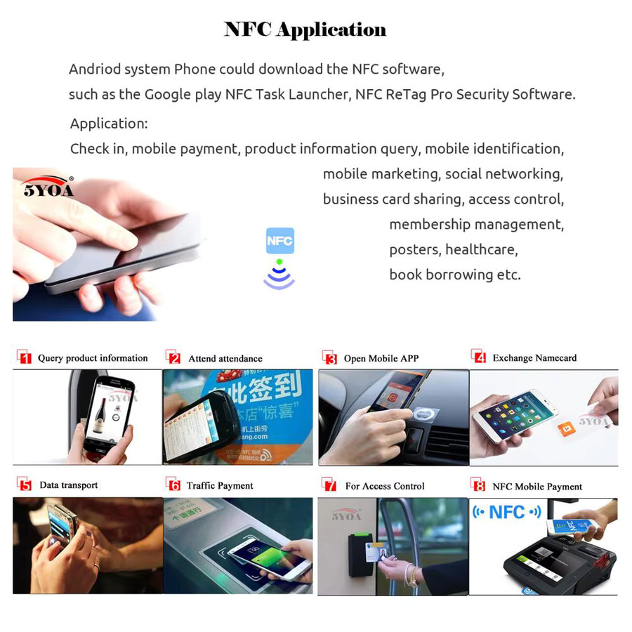 5 YOA NFC Ntag215 RFID Aufkleber Weiß, 13,56 MHz ISO14443A Klebeetikett - Bild 2
