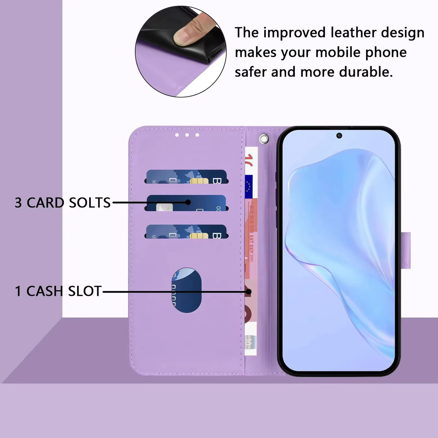 PU Leder Flip Hülle für Samsung Galaxy A14 A24 A34 A54 A15 A25 A35 A55 A16 A26 A36 A56 A17 A37 A57 Brieftasche Abdeckung in Purple - Bild 3