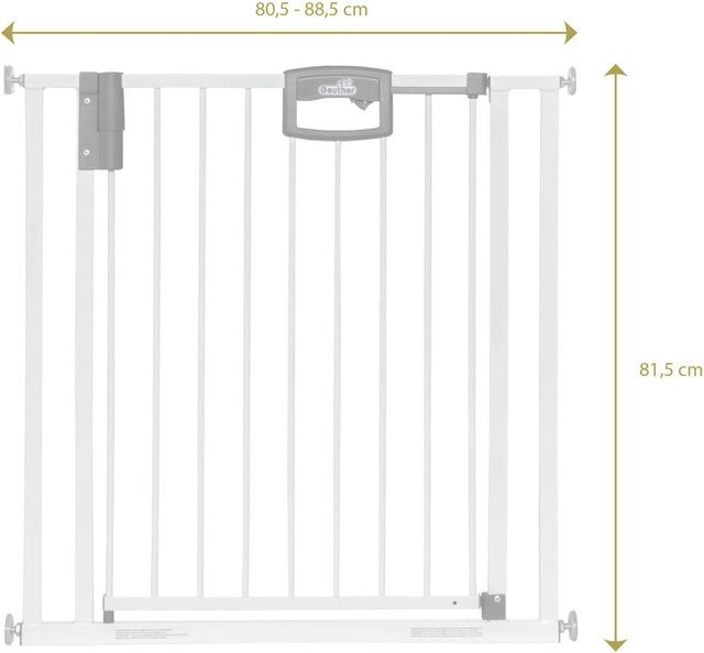 Geuther Türschutzgitter Easylock Plus aus Metall für Türen und Treppen in Weiß oder Anthrazit, Breite: 80,5 cm - 88,5 cm - Bild 1