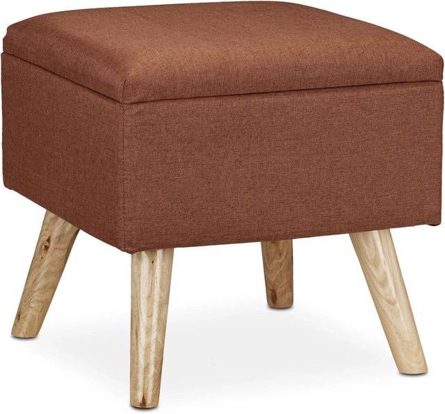 Relaxdays Hocker mit Stauraum in Braun, gepolsterter Cube aus Holz und MDF, B/T/H: 40 x 40 x 40 cm - Bild 1