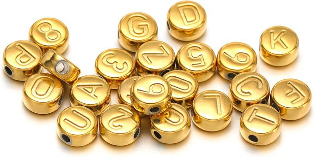 Semitree Distanzperlen Goldbuchstaben, Edelstahl, 7 mm - Bild 1