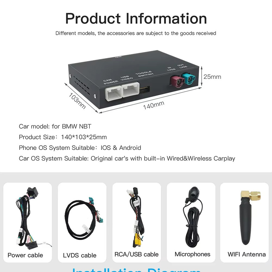 MLINKIT Drahtloses CarPlay und Android Auto Modul für BMW NBT CIC und MINI in Schwarz - Bild 5