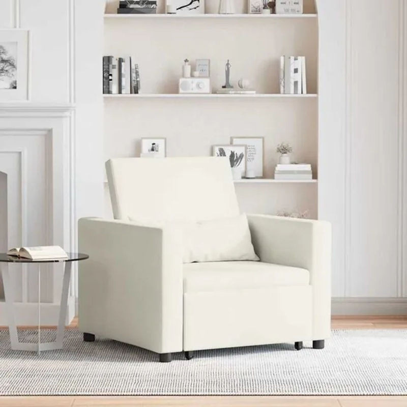 vidaXL Einzel-Schlafsofa aus Samt in Beige, Modern und Minimalistisch, B/T/H: 90 x 165 x 87 cm - Bild 1