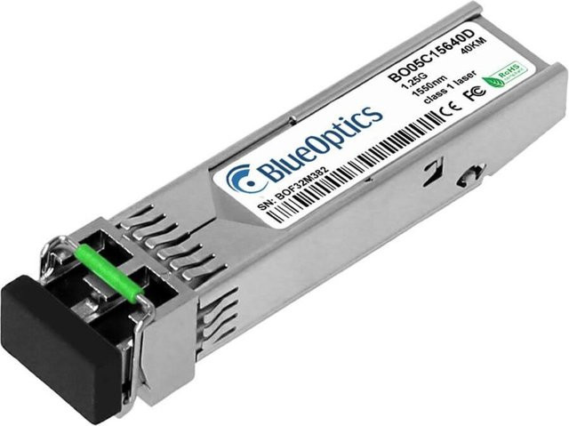 BlueOptics BO05C15640D SFP Transceiver kompatibel mit Avaya AA1419051-E6, LC-Duplex, 1000BASE-EX, Singlemode Fiber, 1550nm, 40KM, DDM, Farbe: Silber - Bild 1
