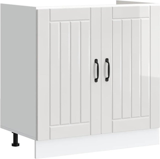 vidaXL Spülenunterschrank Lucca in Hochglanz-Weiß aus Holzwerkstoff, B/T/H: 80,0 x 46,0 x 81,5 cm - Bild 1