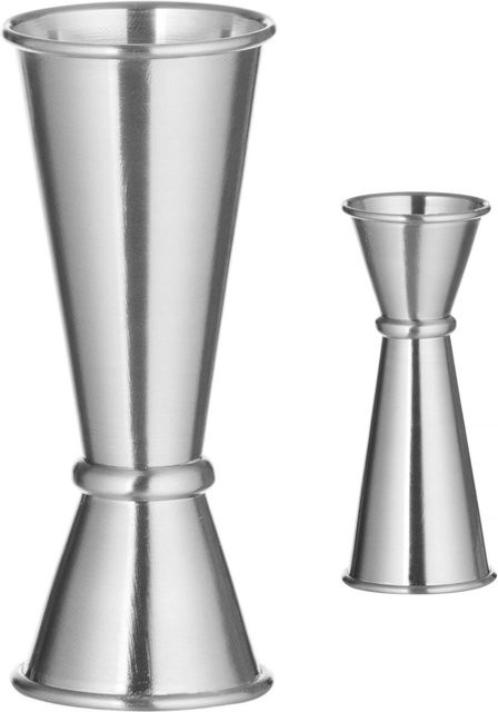 Doppelwandiger Barkeeper-Messbecher Jigger von Der Bar Up aus Edelstahl in Silber mit 25 ml und 50 ml - Bild 1