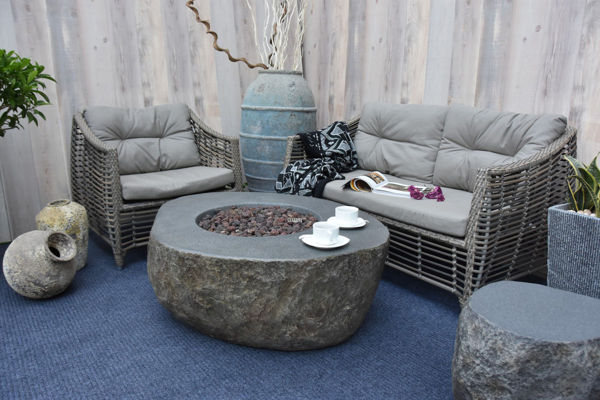 Elementi Gasfeuerstelle Vesuv als Feuertisch in Basalt-Optik, Grau, B/T/H: 90 x 90 x 41 cm - Bild 2