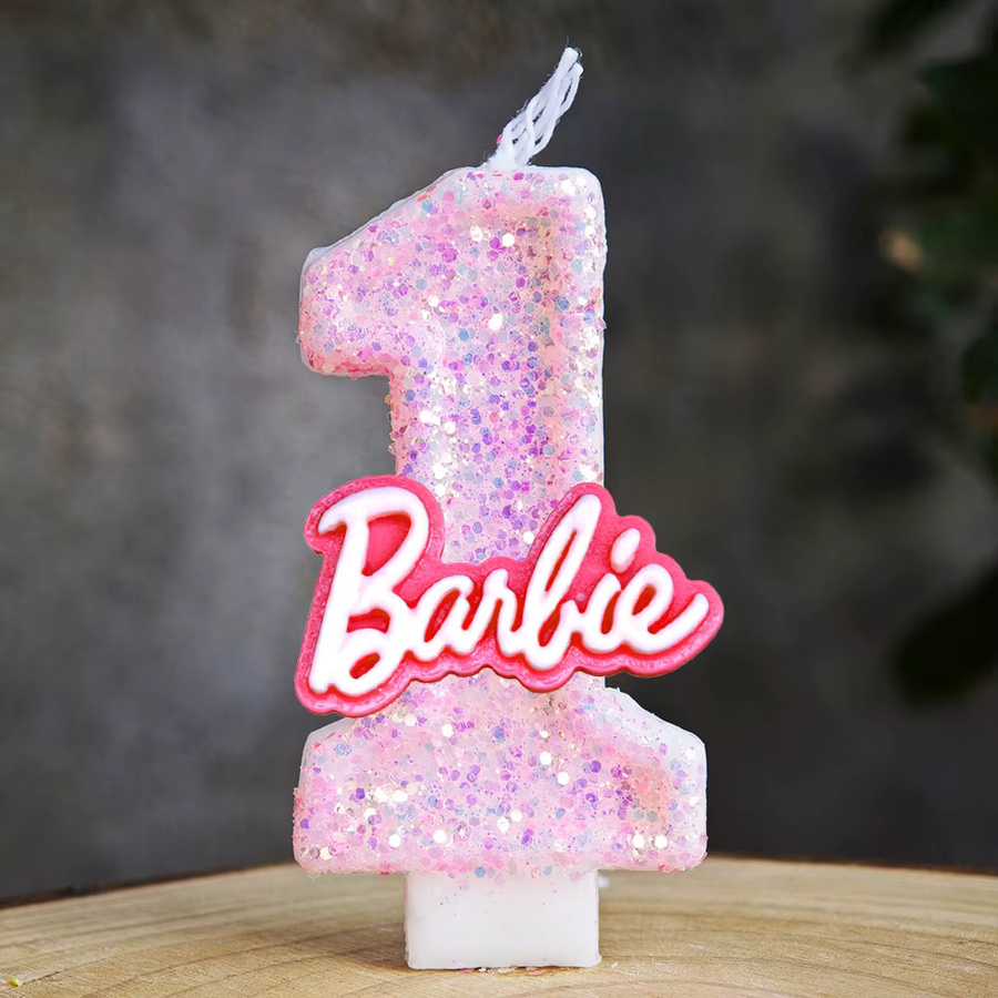 Barbiela Kerzennummer 0–9 in Rosa und Rot mit Pailletten für Geburtstag und Babyparty - Bild 2