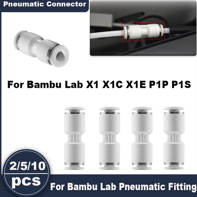 LIXIU PTFE-Rohr Pneumatikverbinder Schnellkupplung für Bambu Lab X1/X1C/P1P/P1S/A1 AMS, Weiß, für 1,75 mm Filament - Bild 1