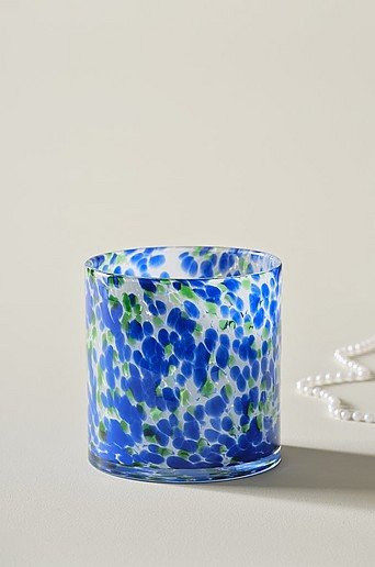 Jotex Boston Tischlaterne aus Glas in Blau Transparent, Höhe: 16 cm - Bild 1