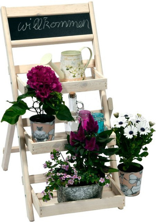 Klappbare Pflanztreppe Dobar aus Kiefernholz mit drei Stufen in Weiß, B/H/T: 38,5 x 69 x 49,5 cm