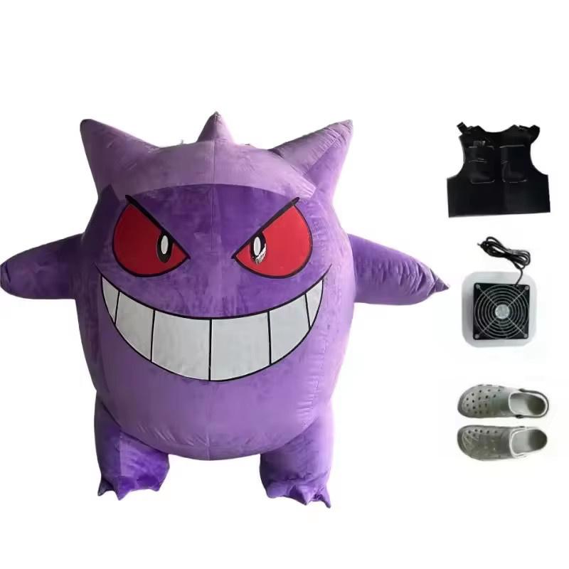 Potdemiel Gengar Maskottchen-Kostüm, lila Monster, aufblasbarer Anzug, Pokémon - Bild 3