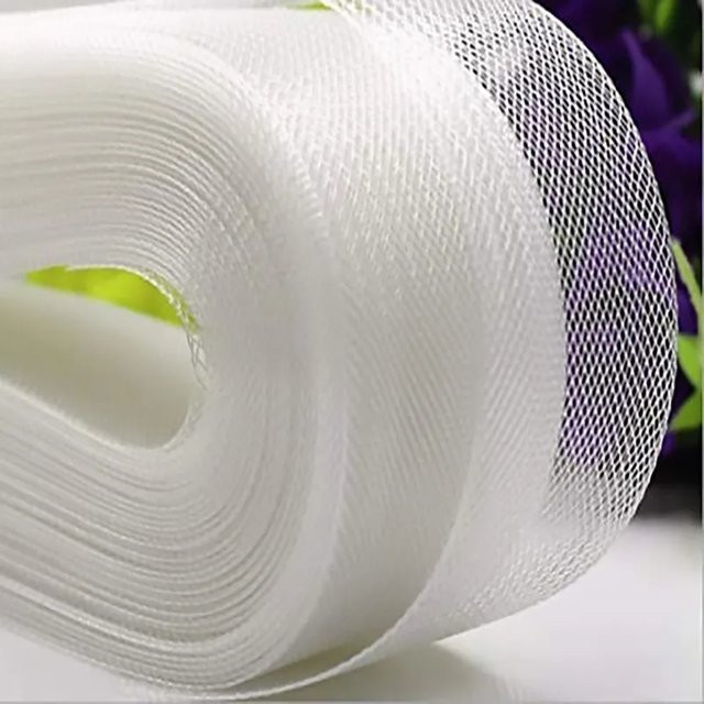 Starres Polyester-Pferdehaar-Gewebe in Weiß für Näharbeiten und Hochzeitskleider, 50 Yards, Breite: 2,5 cm, 5 cm oder 7,5 cm - Bild 1