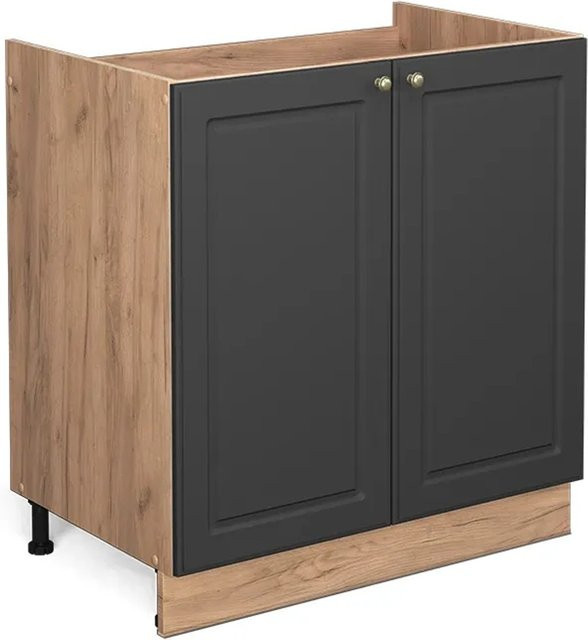 Vicco Spülenunterschrank Fame-Line in Anthrazit und Goldkraft Eiche mit Soft-Close-Türen, Breite: 80 cm - Bild 1
