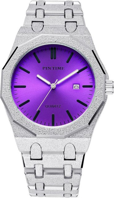 PINTIME Armbanduhr, Quarz, Edelstahl, 45 mm, Herren, Bunt, Violett - Bild 1