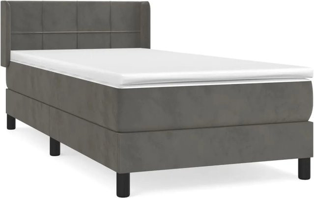 vidaXL Boxspringbett mit Matratze Dunkelgrau B/T: 100 x 200 cm aus Samt mit Taschenfederkern - Bild 1