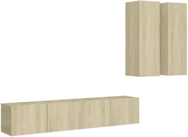 vidaXL 4-tlg. TV-Schrank-Set Sonoma-Eiche in Beige aus Holzwerkstoff für dein Wohnzimmer, B/T/H: 80 x 30 x 30 cm und 30,5 x 30 x 90 cm - Bild 1