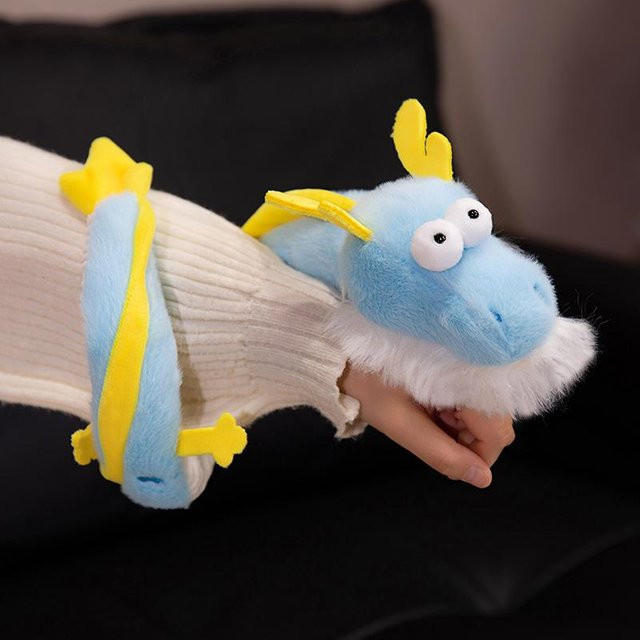 Kreativer verdrehter Drache Schnapparmband, Plüschtier Puppe, violett - Bild 1