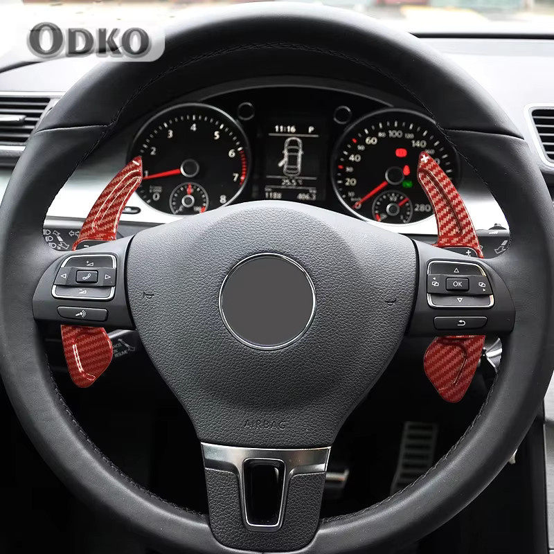 Paddle Shift Verlängerung Lenkrad Abdeckung für VW Golf 6 GTI Jetta Passat Polo Tiguan und Seat Leon in Rot - Bild 4