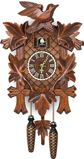 Tooarts Kuckuckswecker Wanduhr im Nordic Vintage Design aus Holz in Braun - Bild 1