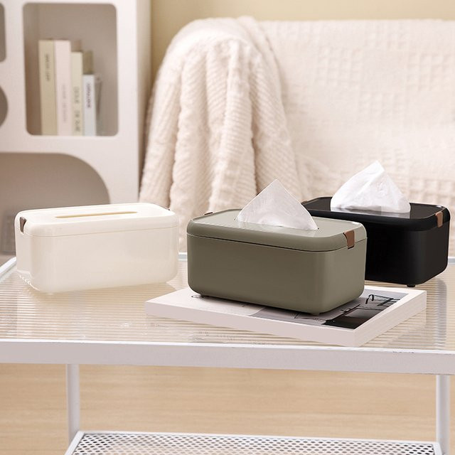 Minimalistische Taschentuchbox aus Kunststoff für Wohnzimmer und Couchtisch, Blau und Weiß - Bild 1