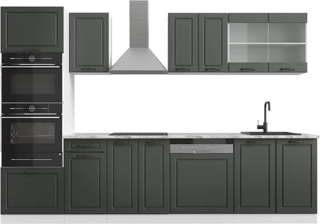 Vicco Küchenzeile R-Line Landhaus Einbauküche in Weiß und Anthrazit Breite: 300 cm - Bild 2