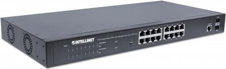 Intellinet Gigabit Ethernet PoE+ Web-Managed Switch mit 16 x 10/100/1000 Ports, 2 x Gigabit SFP Ports und 374 W PoE+ Leistung in Schwarz - Bild 1