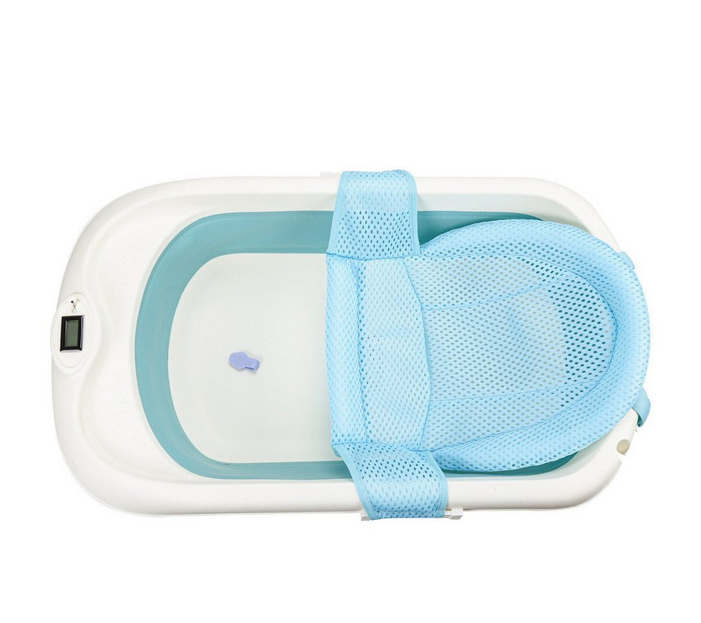 Clanmacy Babybadewanne faltbar mit Thermometer und Badenetz, platzsparend - Bild 1
