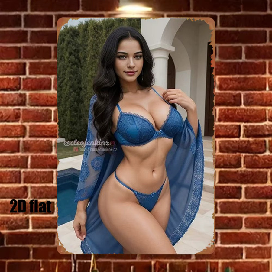 CIFBUY Metallschild Blaues Spitzen-Dessous Vintage Wanddekoration Breite: 20,32 cm, Höhe: 30,0 cm - Bild 3