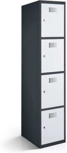 rotstahl Fächerschrank mit 4 Fächern in Anthrazitgrau und Hellgrau, B/T/H: 30 x 50 x 180 cm - Bild 1
