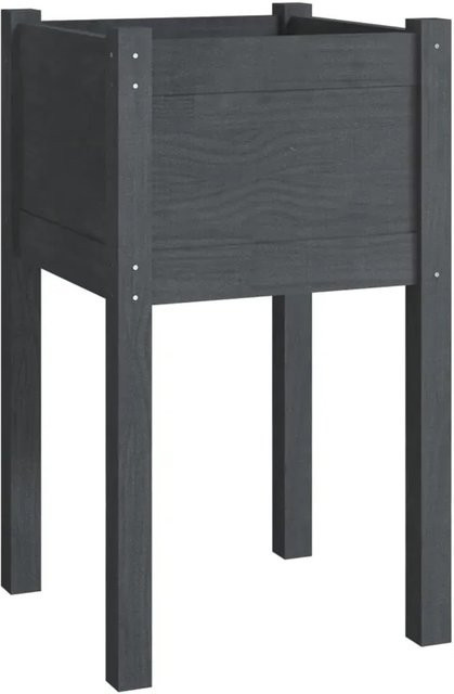 vidaXL Pflanzkübel aus Massivholz Kiefer in Grau, B/T/H: 40 x 40 x 70 cm - Bild 1