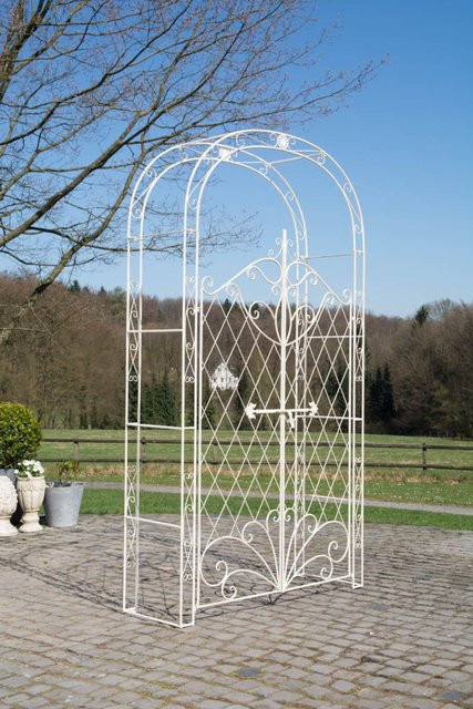 TPFGarden Rosenbogen Melia mit Tor in Antik-Creme aus Stahl, B/T/H: 120 x 40 x 220 cm - Bild 1