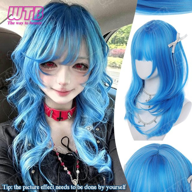 WTB Lolita Perücke mit Pony, Blau, Damen - Bild 1