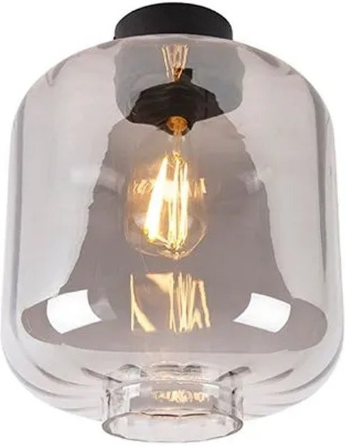 QAZQA Design Deckenleuchte Qara in Schwarz mit transparentem Rauchglas und E27 Fassung, dimmbar - Bild 1