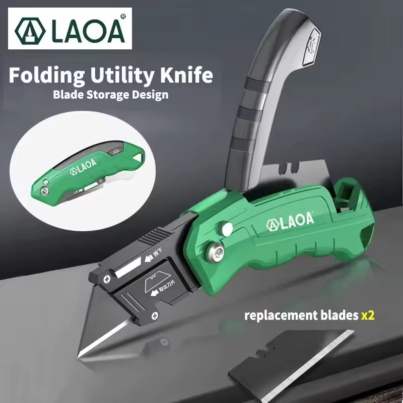LAOA Hochleistungs-Klappmesser aus grüner Aluminiumlegierung mit 18mm Carbonstahl-Klinge für Tapeten, Leder, PCB und Acrylplatten - Bild 5