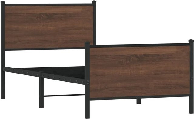 vidaXL Metallbett in Eiche Braun mit klassischem Design, B/T/H: 80 x 190 x 91,5 cm - Bild 1