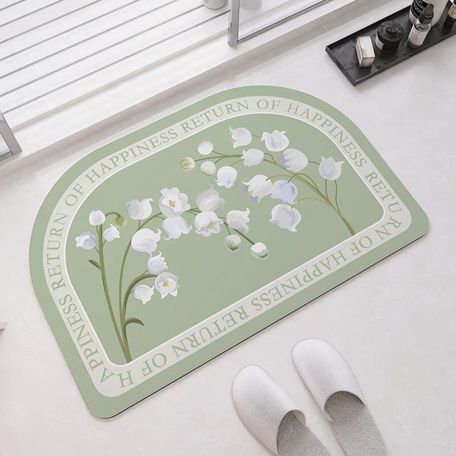 Wasserabsorbierende Kieselgur Fußmatte für Badezimmer und Eingangsbereich, grün, B/T: 60 x 40 cm - Bild 1