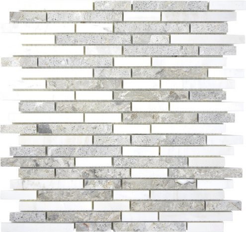 HuH Mosaik Mosaikfliese Avantgarde in Grau und Weiß mit Steinoptik, glänzend, B/L: 30,5 x 30,5 cm - Bild 1