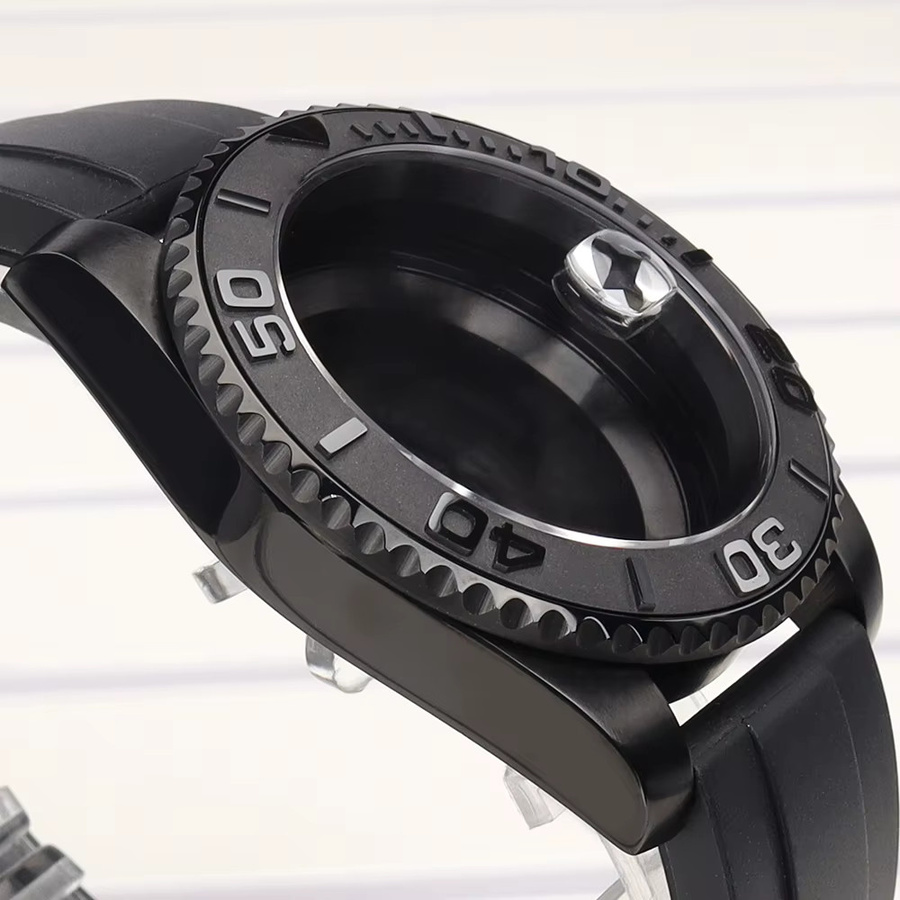 Fanya losch Uhrengehäuse, 40 mm, Herren, Schwarz, Kautschukarmband, Saphirglas - Bild 3