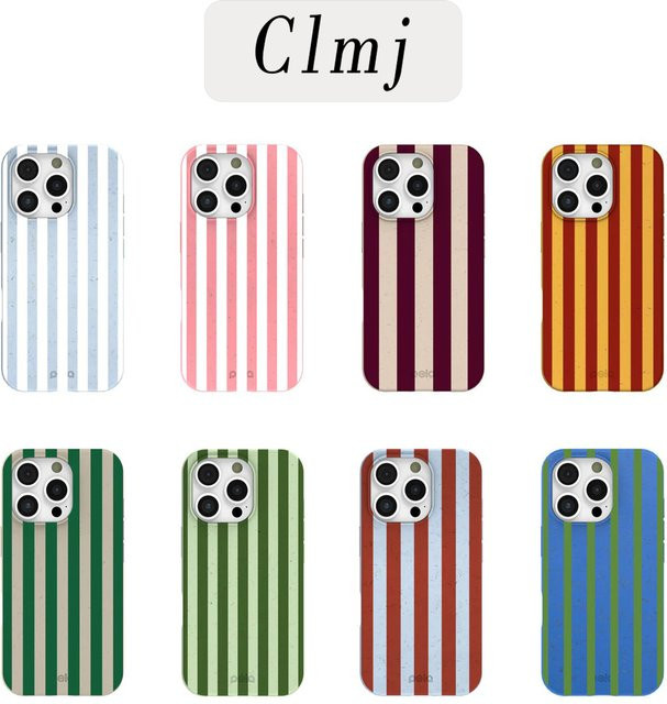 Clmj Evergreen Stripes Handyhülle für iPhone 17 16 15 14 13 12 11 Pro Max Plus XS XR mit doppelschichtiger Abdeckung in Grün - Bild 1