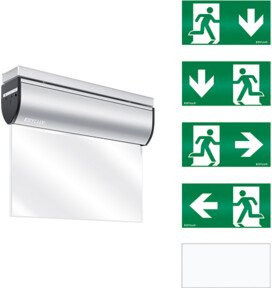 ESYLUX LED-Rettungszeichenleuchte mit Akku für Fluchtweg-Notbeleuchtung zur Deckenmontage in Aluminium-Ausführung - Bild 1