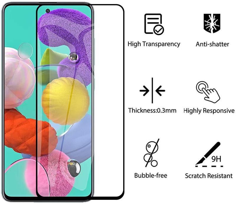 Samsung Galaxy A51 Vollbildschutz aus 9H gehärtetem Glas in Schwarz und Transparent - Bild 6