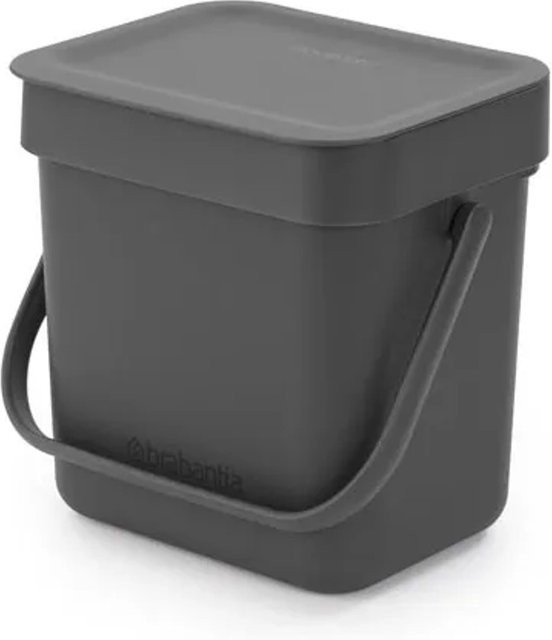 PROREGAL Abfallsammler mit Stay Open Deckel, 3 Liter, Kunststoff, Dunkelgrau, H x B x T: 17,4 x 18,8 x 13,9 cm - Bild 1