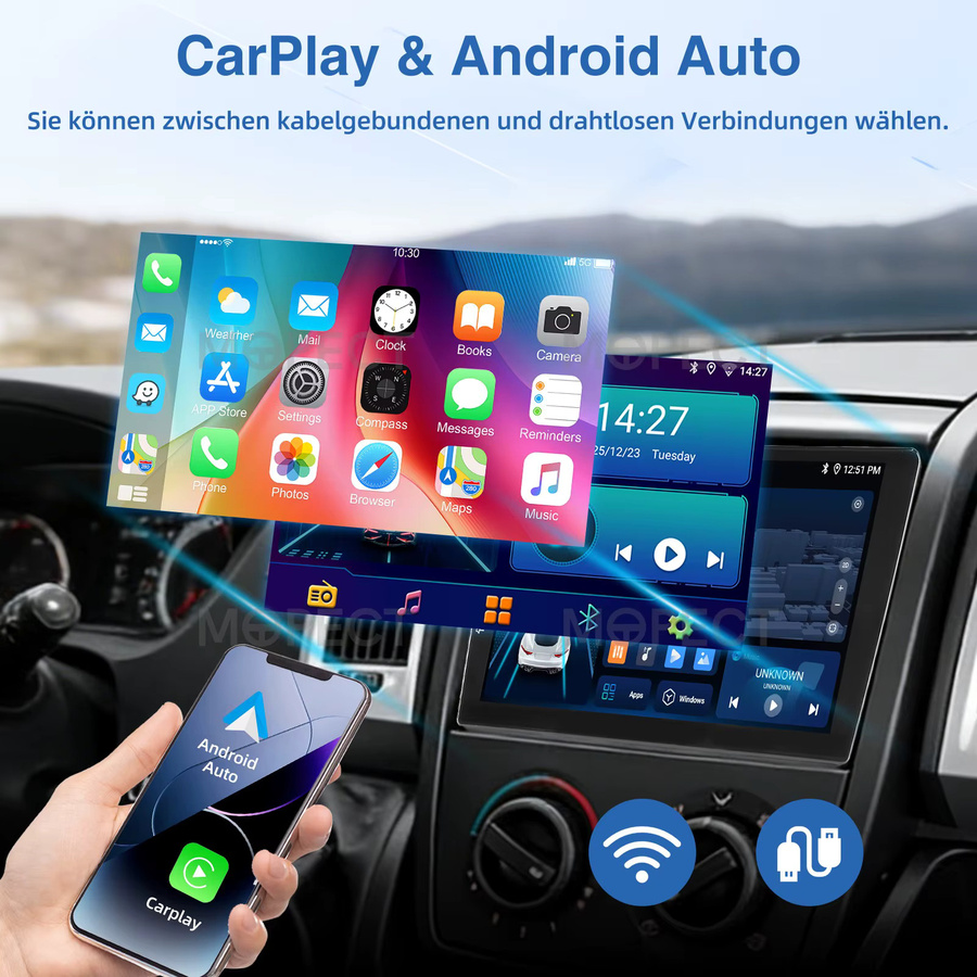 MOPECT Android 15 Autoradio mit 9 Zoll Display, 4+64GB Speicher, CarPlay und FM, Schwarz, passend für Fiat Ducato, Peugeot Boxer und Citroen Jumper - Bild 3